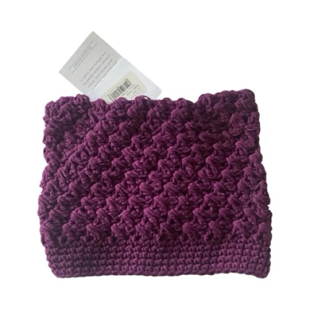 NWT-KROCHET KIDS- 2 Kids Knitted Bear and Cat Ear Beanies - Black and Purple